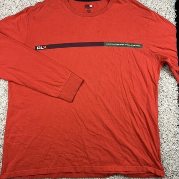 RLX Polo Sport Ralph Lauren Men’s XXL T Shirt Orange Long Sleeve Crew Neck - Picture 1 of 7